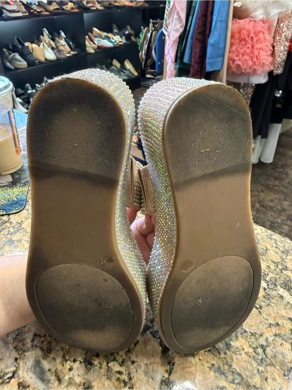 Wild Pair Rhinestone Platform Slide Sandals Iridescent Bling Size 8